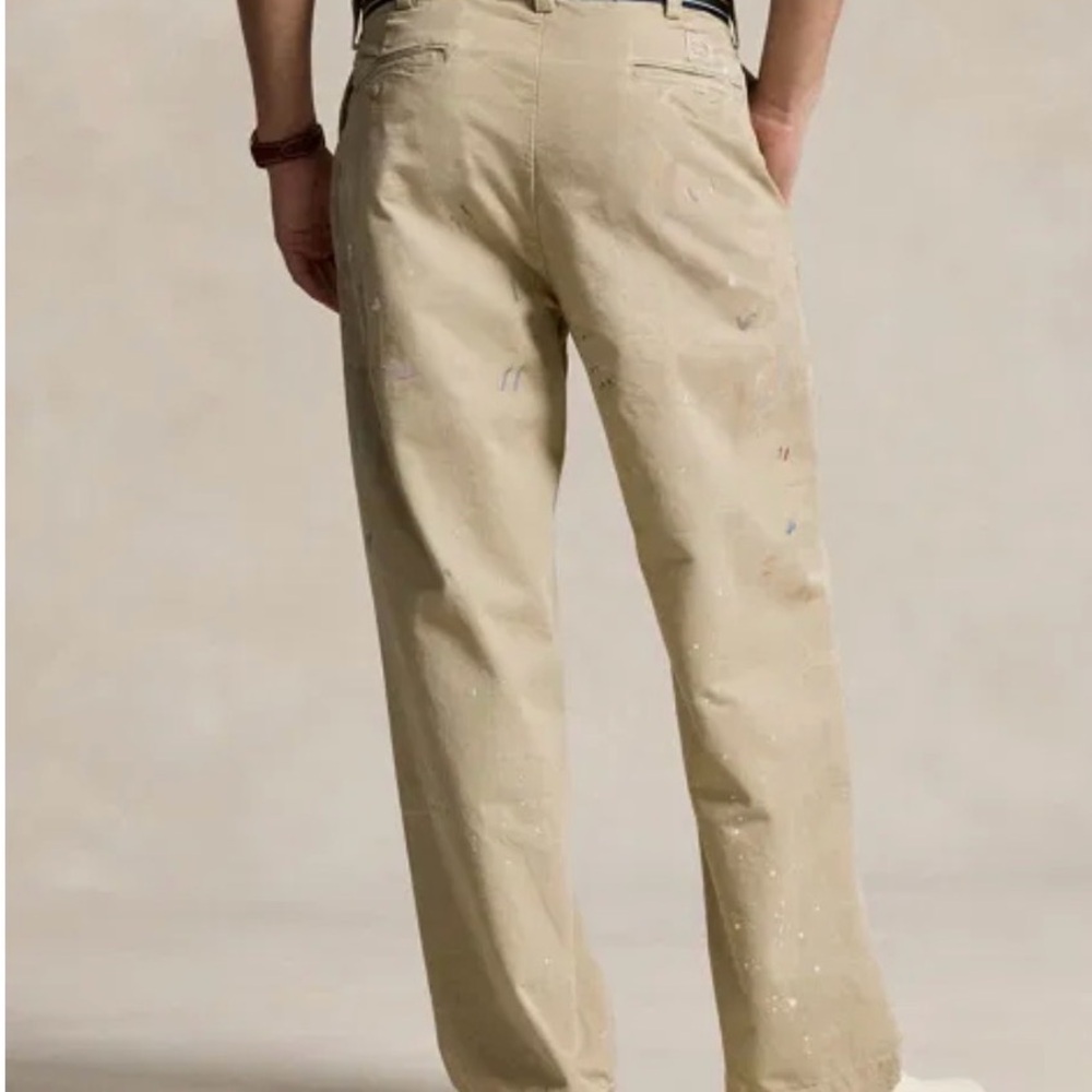 Polo by Ralph Lauren Beige Khaki Chinos with Paint Splatter - Picture 4 of 8